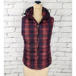 Patagonia Down With It Vest Women S Plaid Sherpa Lined Hooded Goose Down Warm